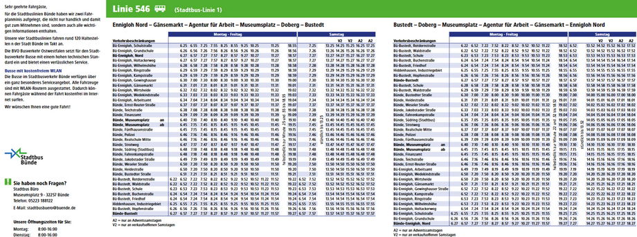 Ansicht eines Linienfahrplans.