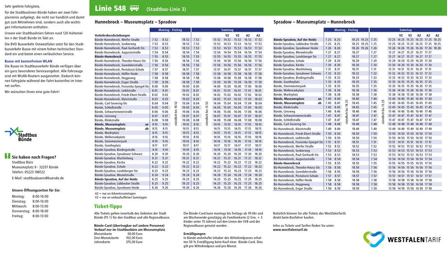 Ansicht Fahrplan Linie 3 Bünde 548.
